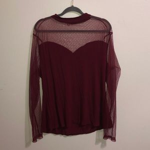 Maroon Mesh Top